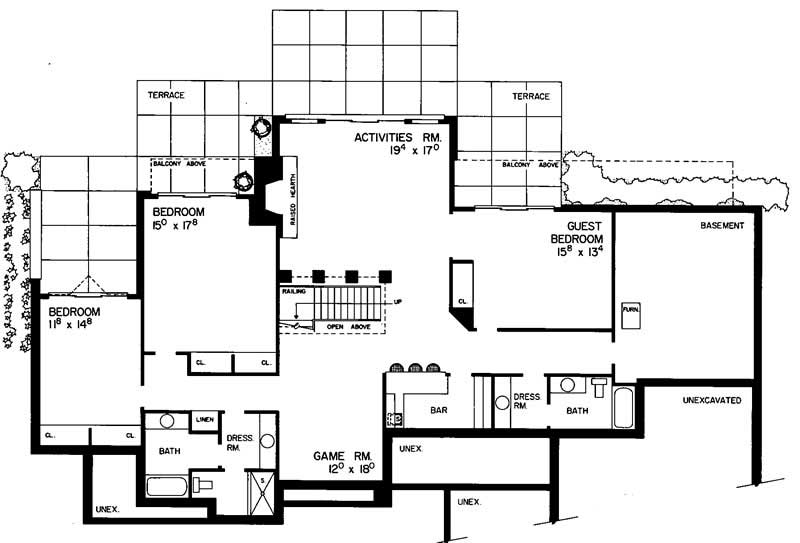 Floor Plan Basement of Contemporary Plan #137-1343