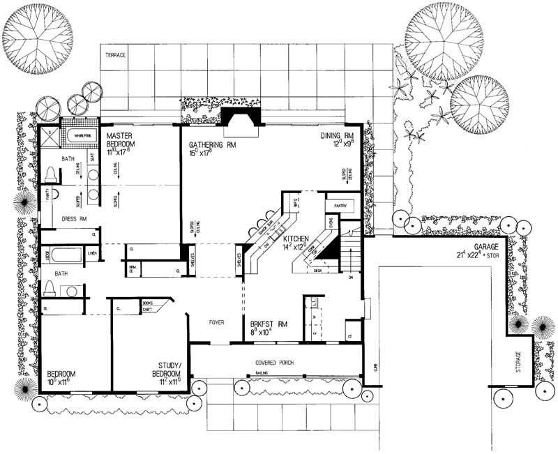 Floor Plan First Story of Country Plan #137-1346