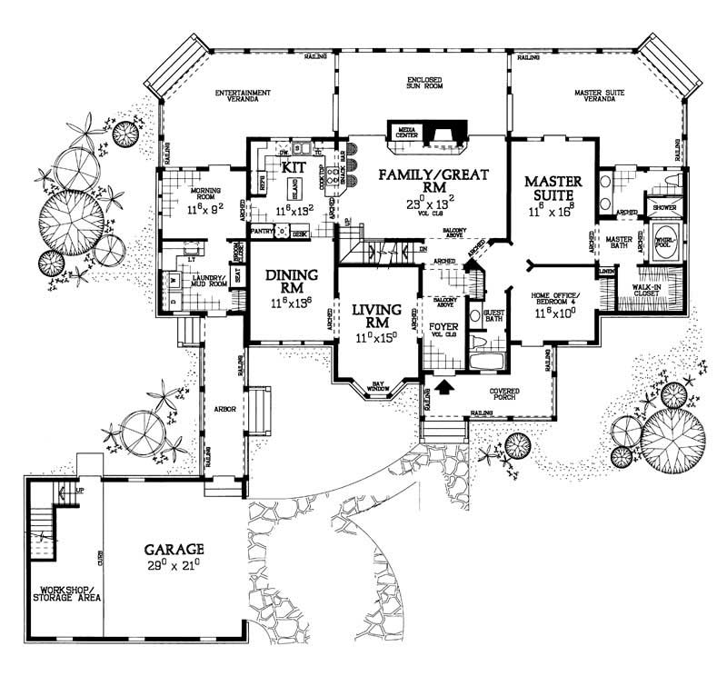 Floor Plan First Story of Country Plan #137-1349