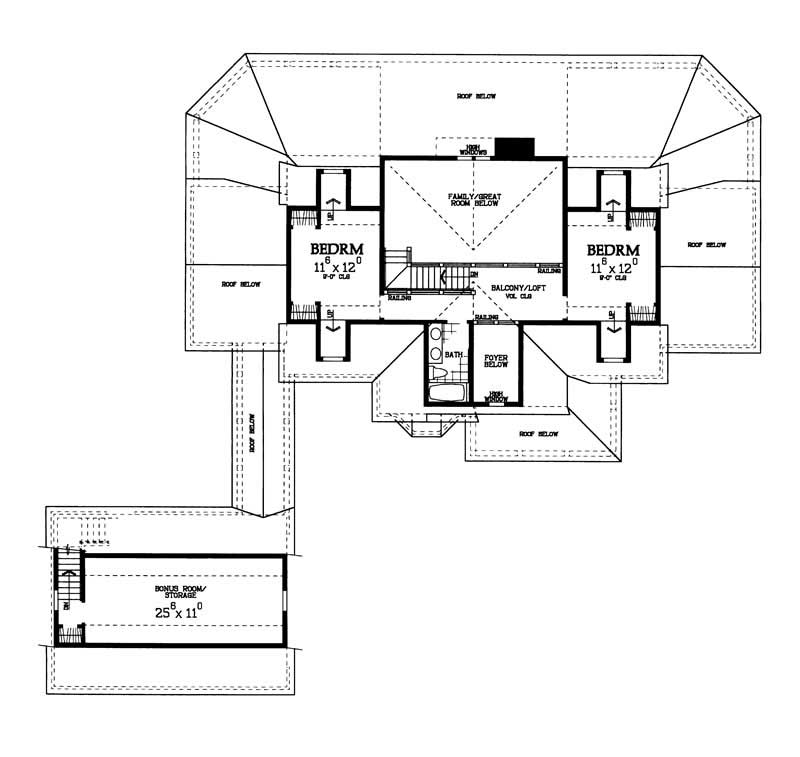 Floor Plan Second Story of Country Plan #137-1349