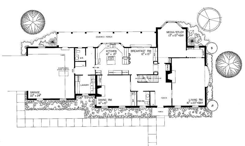 Floor Plan First Story of Colonial Plan #137-1350
