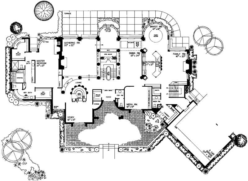 Floor Plan First Story of European Plan #137-1351