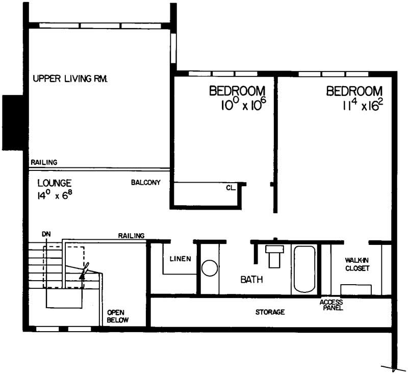 Floor Plan Second Story of European Plan #137-1352