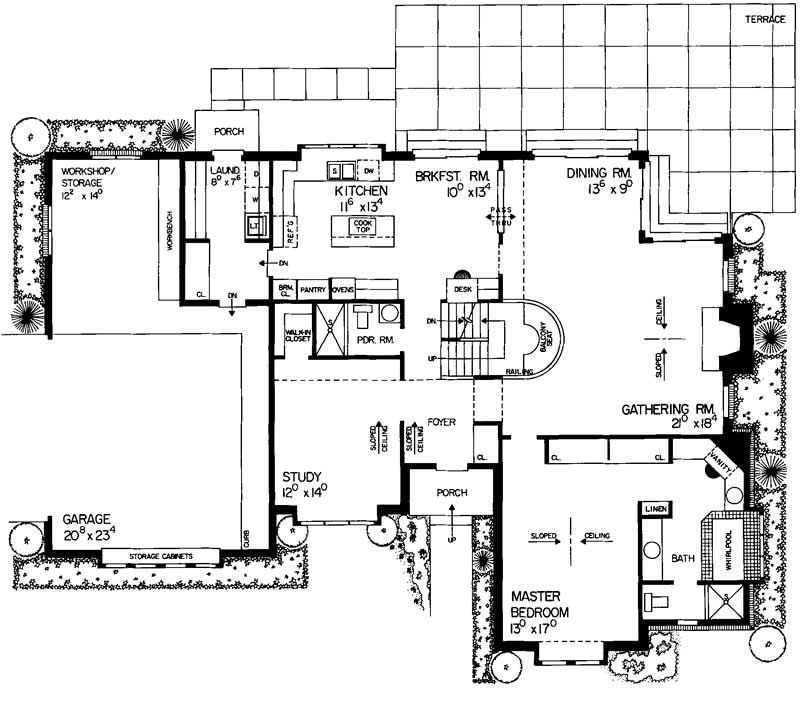Floor Plan First Story of European Plan #137-1353