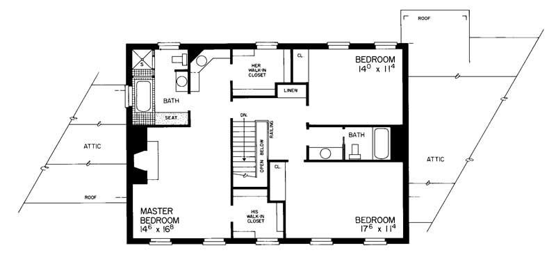 Floor Plan Second Story of Cape Cod Plan #137-1357