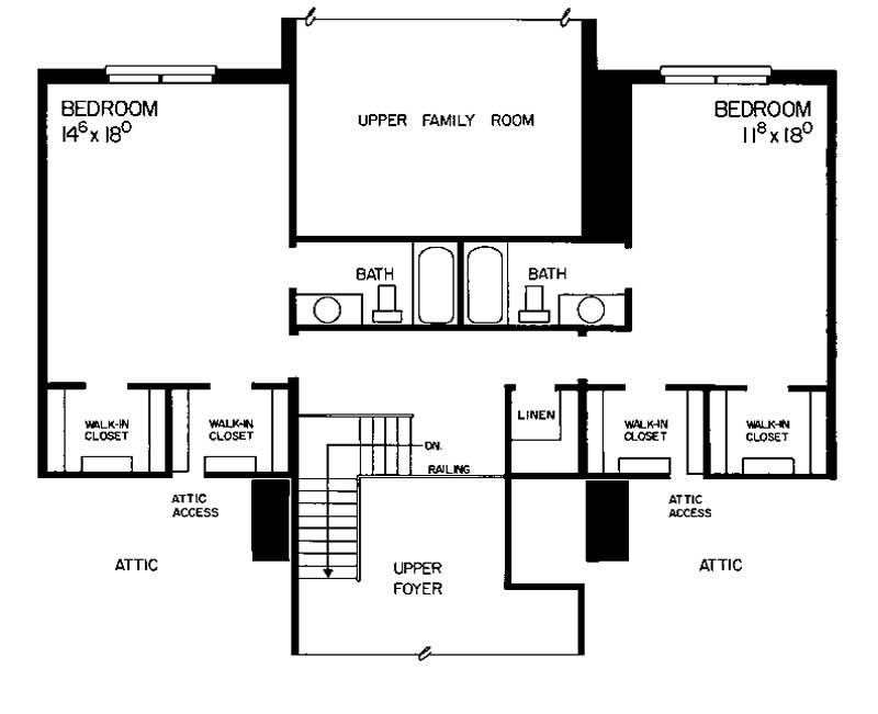 Floor Plan Second Story of Victorian Plan #137-1358