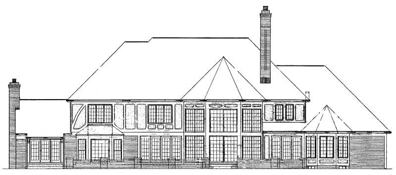 Home Plan Rear Elevation of this 4-Bedroom,6289 Sq Ft Plan -137-1359