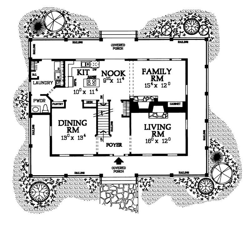 Floor Plan First Story of Country Plan #137-1360