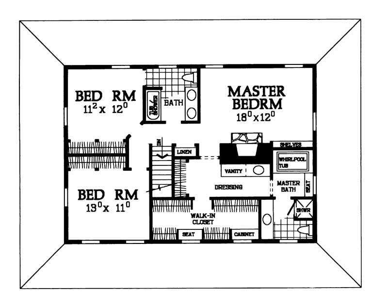 Floor Plan Second Story of Country Plan #137-1360