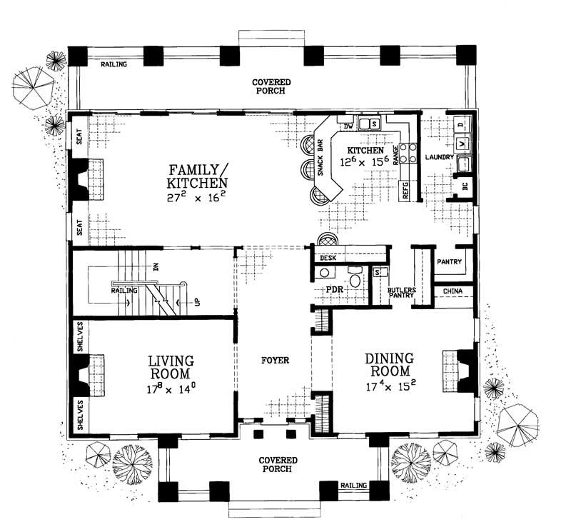 Floor Plan First Story of Colonial Plan #137-1362