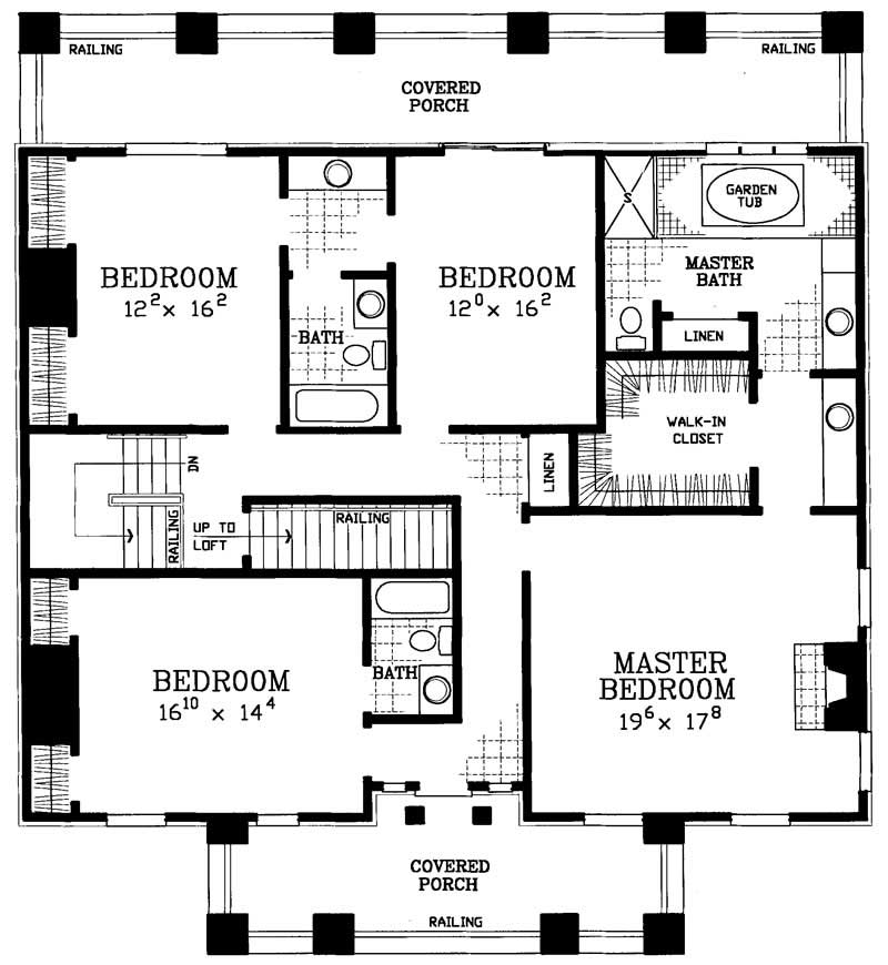 Floor Plan Second Story of Colonial Plan #137-1362