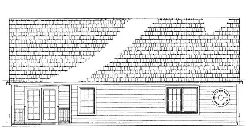 Home Plan Rear Elevation of this 4-Bedroom,1418 Sq Ft Plan -137-1363