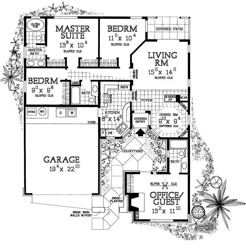 Floor Plan First Story of Country Plan #137-1363