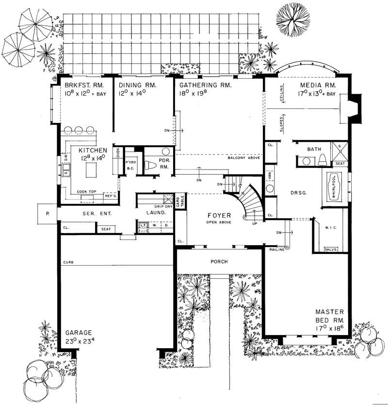Floor Plan First Story of Craftsman Plan #137-1364