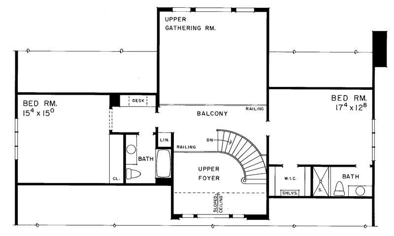 Floor Plan Second Story of Craftsman Plan #137-1364