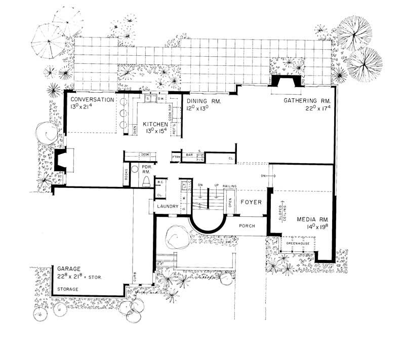 Floor Plan First Story of Contemporary Plan #137-1365