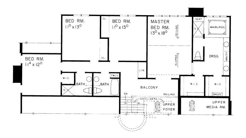 Floor Plan Second Story of Contemporary Plan #137-1365