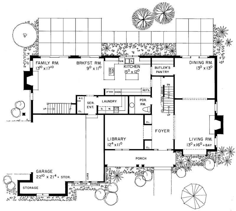 Floor Plan First Story of Colonial Plan #137-1368