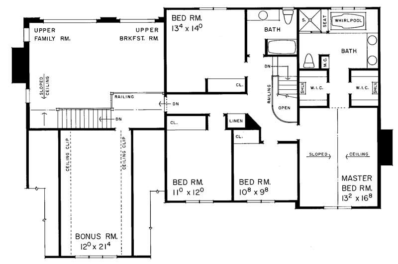 Floor Plan Second Story of Colonial Plan #137-1368