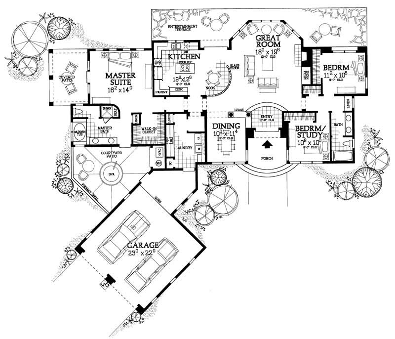 Floor Plan First Story of Mediterranean Plan #137-1370