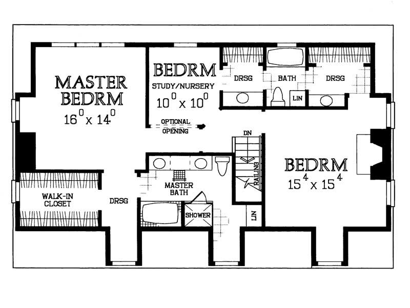 Floor Plan Second Story of Cape Cod Plan #137-1371