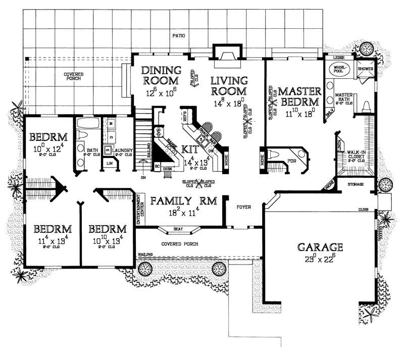 Floor Plan First Story of Country Plan #137-1372