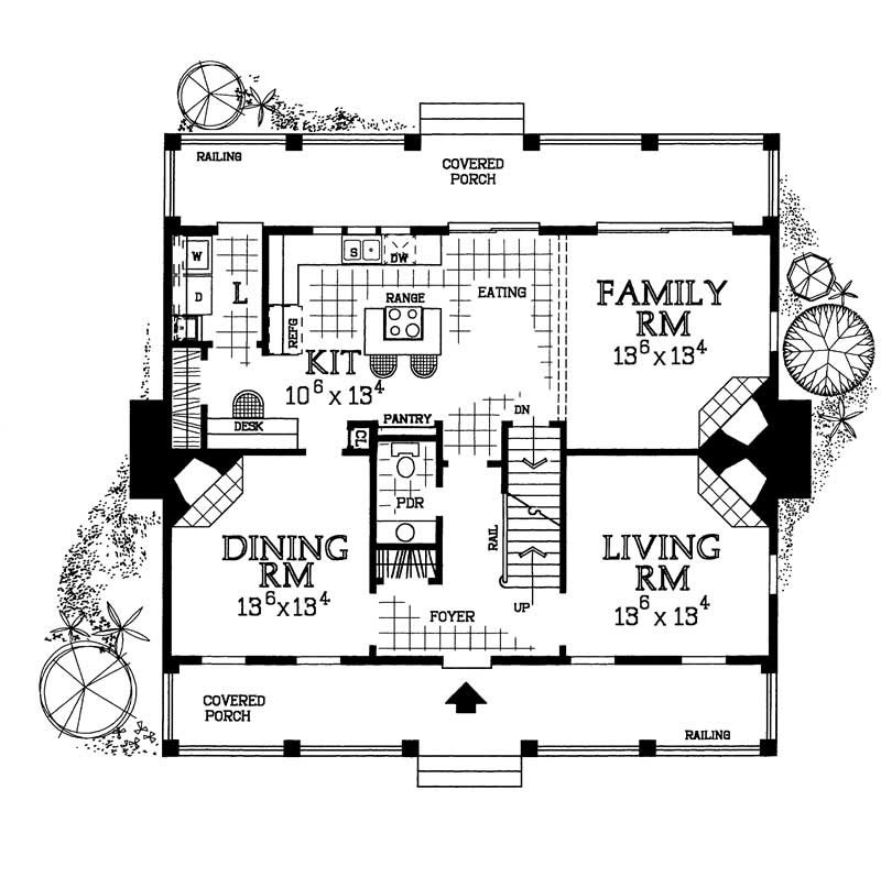 Floor Plan First Story of Country Plan #137-1373