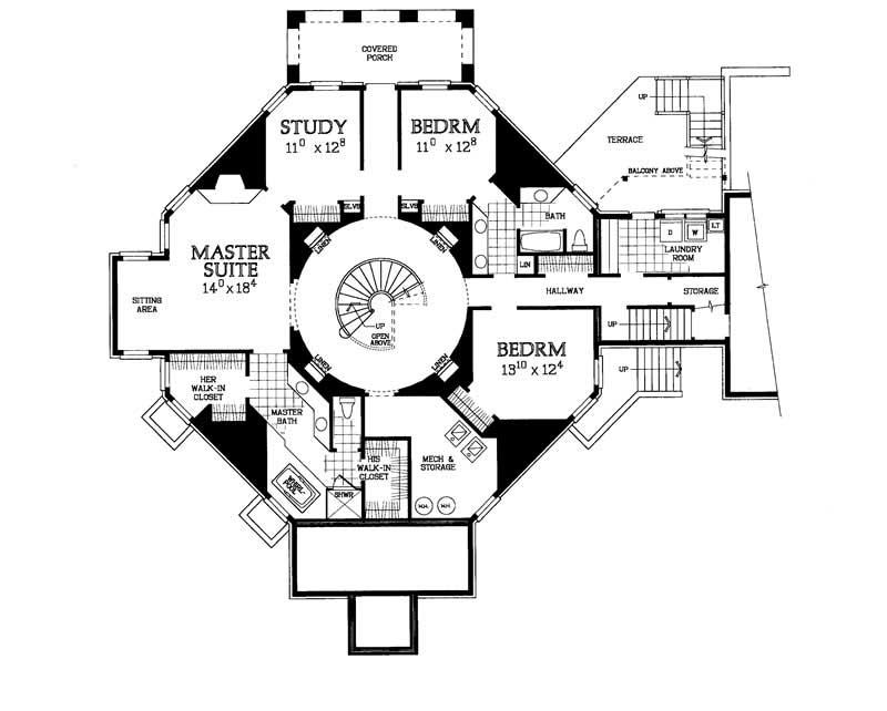 Floor Plan Second Story of Victorian Plan #137-1374