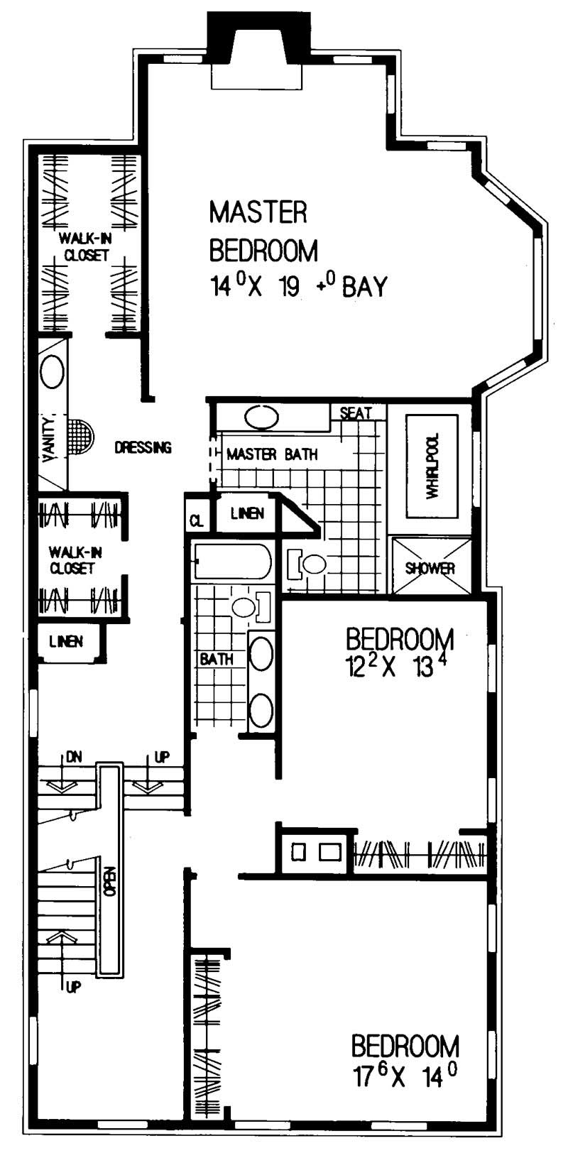 Floor Plan Second Story of Colonial Plan #137-1376
