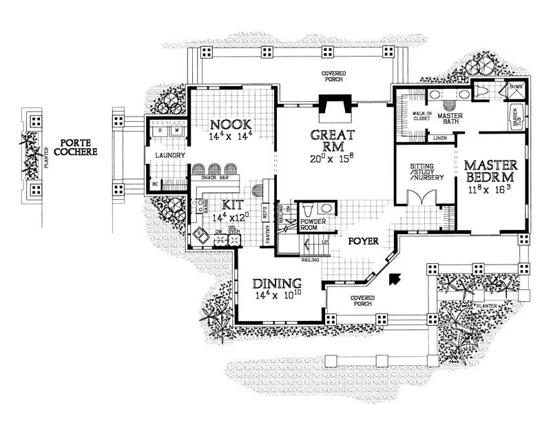 Floor Plan First Story of Craftsman Plan #137-1377
