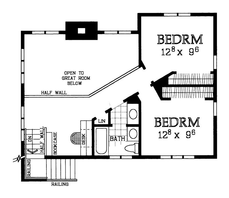 Floor Plan Second Story of Craftsman Plan #137-1377