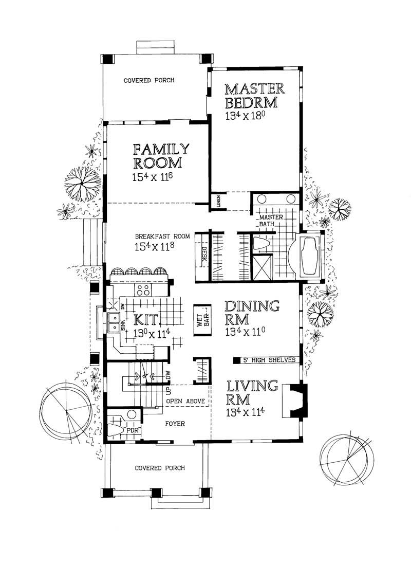 Floor Plan First Story of Craftsman Plan #137-1379