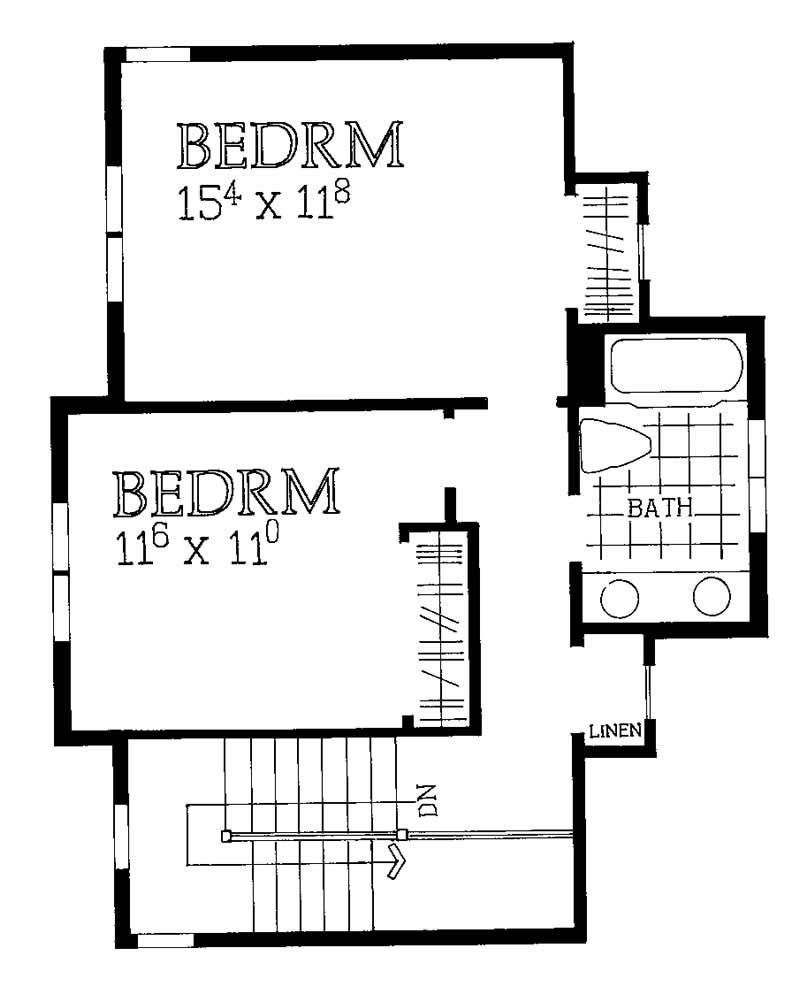 Floor Plan Second Story of Craftsman Plan #137-1379