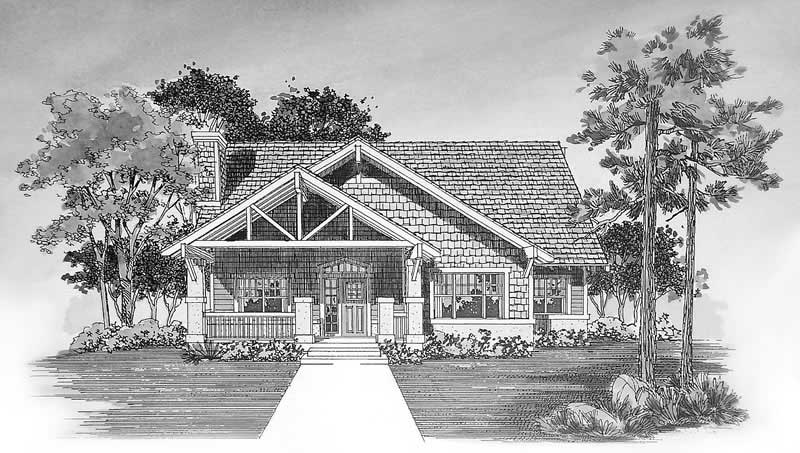 Home Plan Front Elevation of this 3-Bedroom,2033 Sq Ft Plan -137-1380