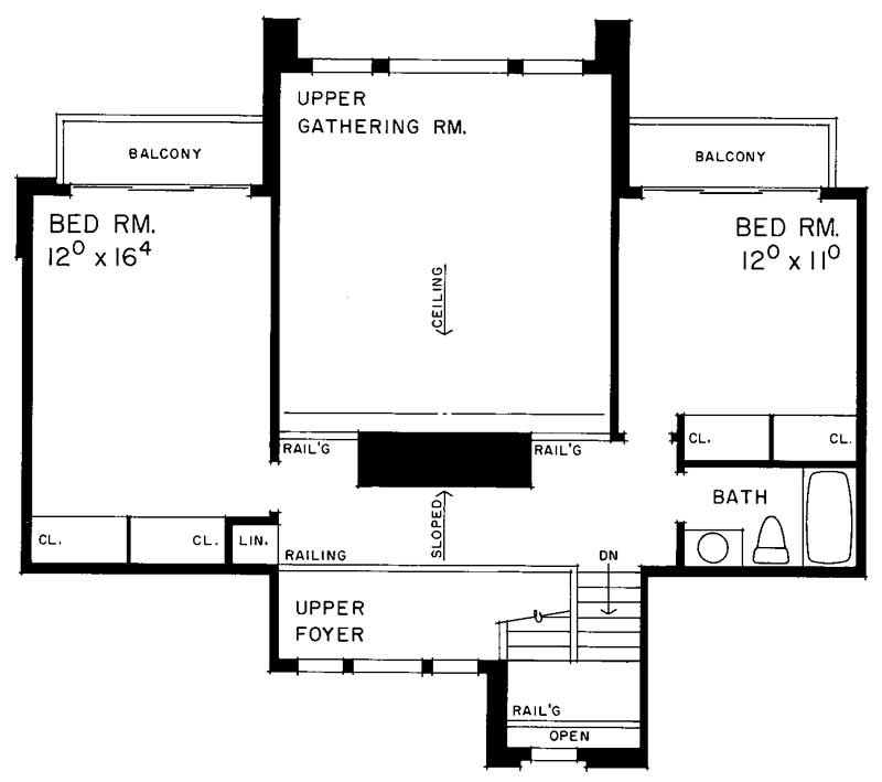 Floor Plan Second Story of Contemporary Plan #137-1381
