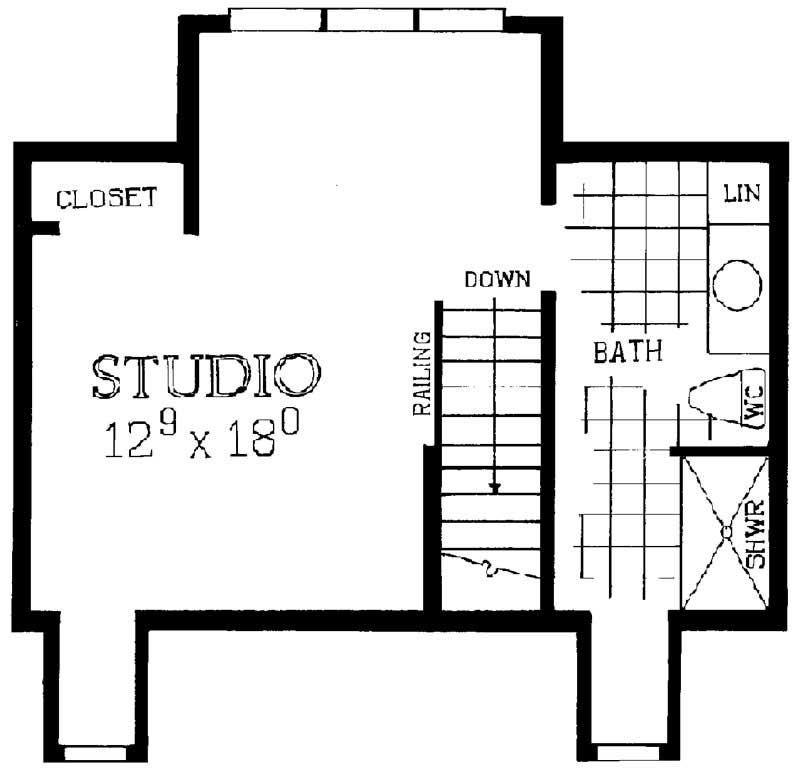 Floor Plan Third Story of French Plan #137-1382