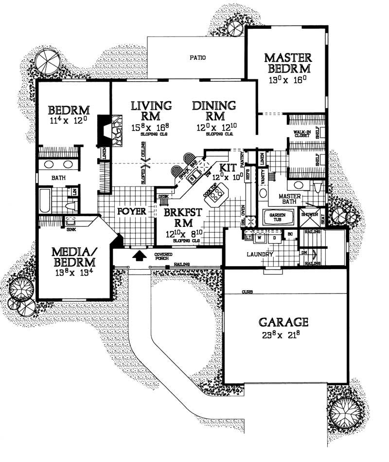 Floor Plan First Story of Country Plan #137-1384