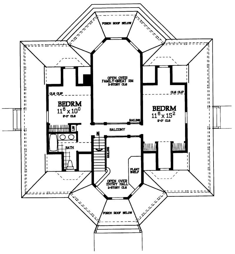 Floor Plan Second Story of Victorian Plan #137-1385