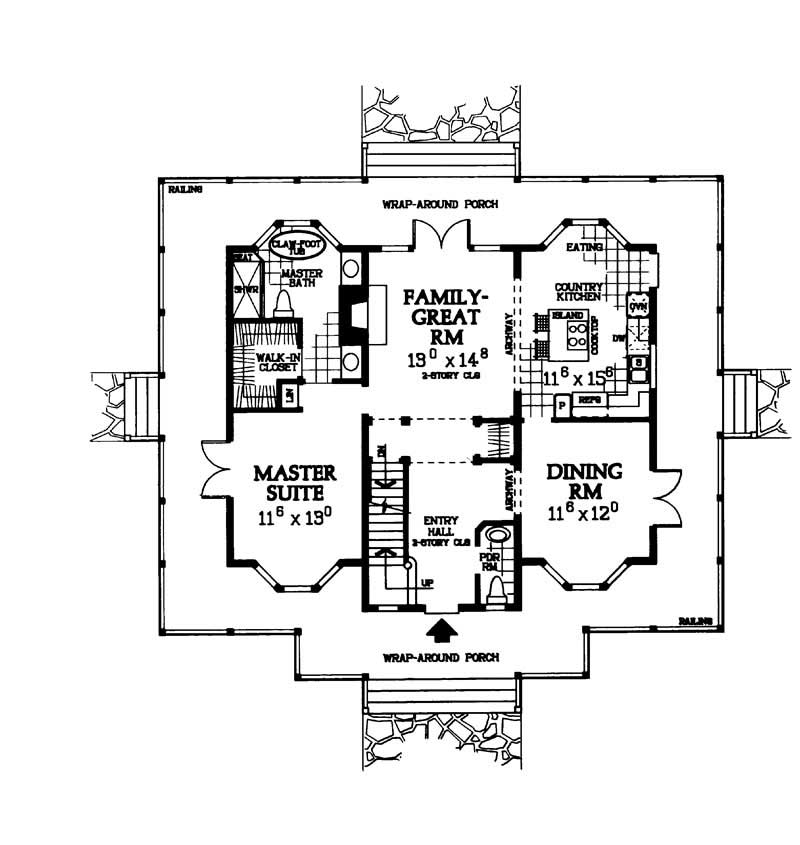Floor Plan First Story of Country Plan #137-1386