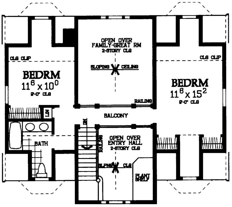 Floor Plan Second Story of Country Plan #137-1386
