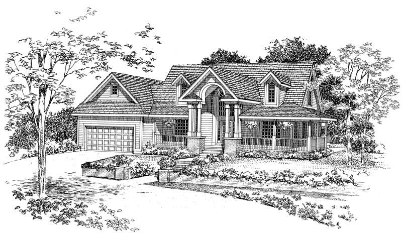 Home Plan Front Elevation of this 3-Bedroom,1937 Sq Ft Plan -137-1387