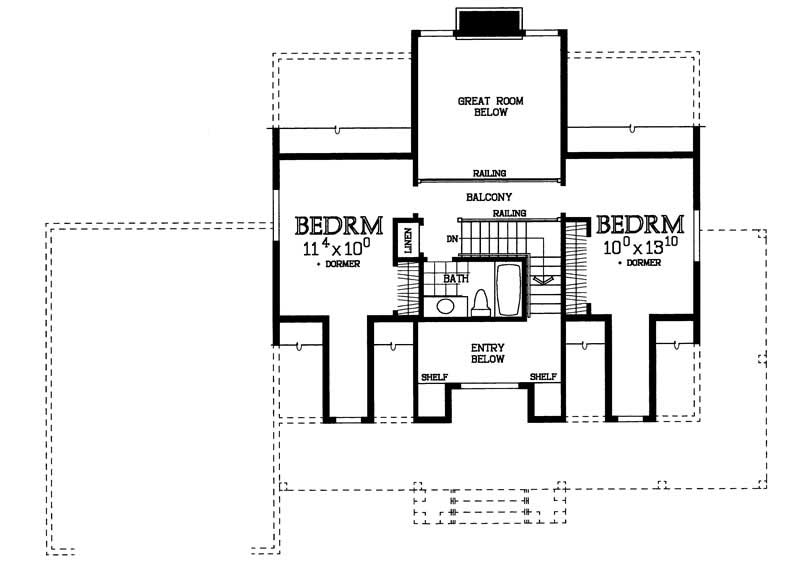 Floor Plan Second Story of Country Plan #137-1387