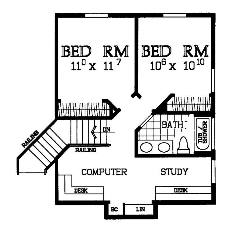Floor Plan Second Story of Country Plan #137-1388