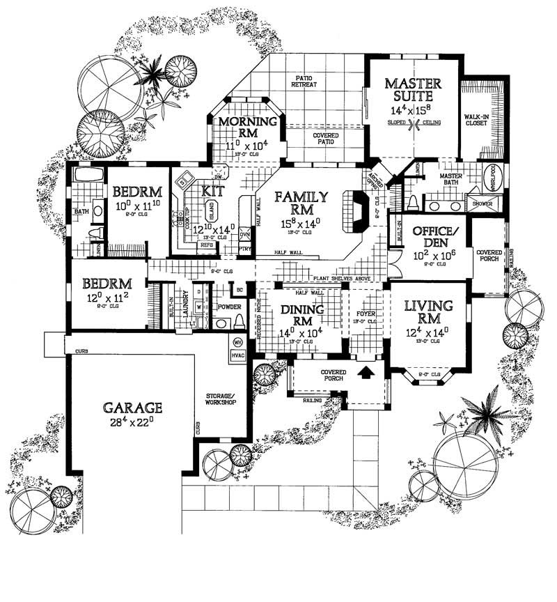Floor Plan First Story of Mediterranean Plan #137-1390