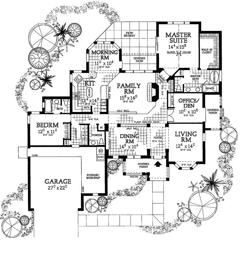 Floor Plan First Story of Mediterranean Plan #137-1391