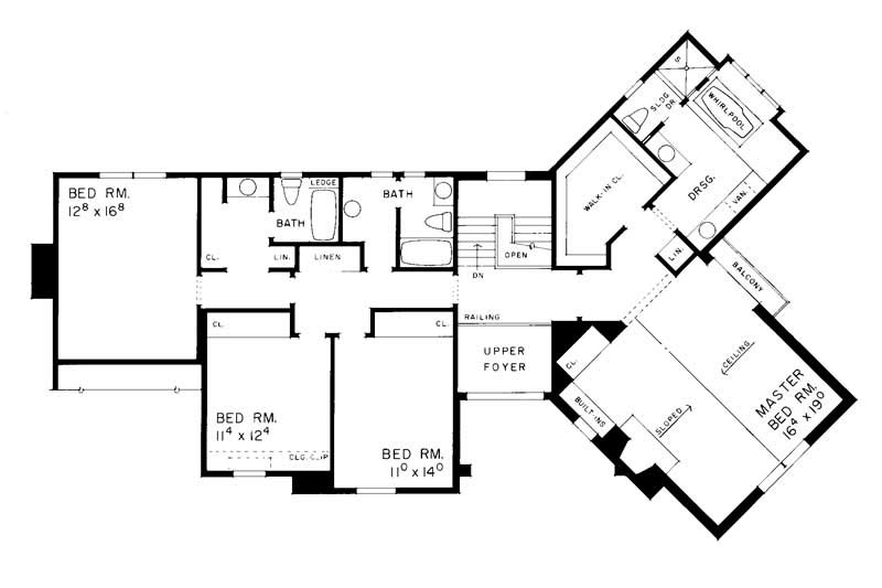Floor Plan Second Story of Contemporary Plan #137-1394