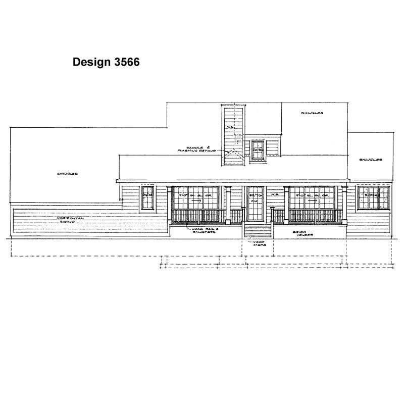 Home Plan Rear Elevation of this 3-Bedroom,2221 Sq Ft Plan -137-1396