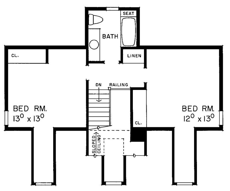 Floor Plan Second Story of Colonial Plan #137-1396