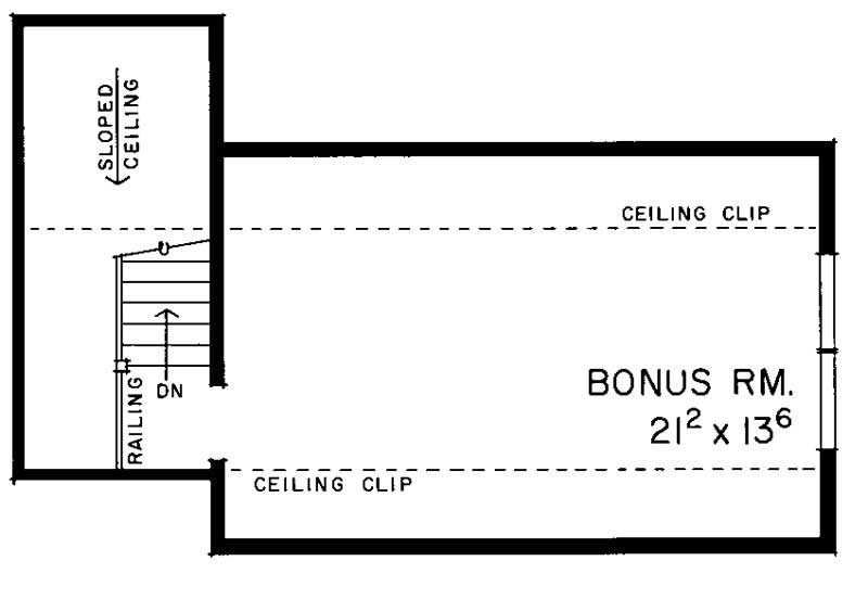 Floor Plan Bonus Room of Colonial Plan #137-1396