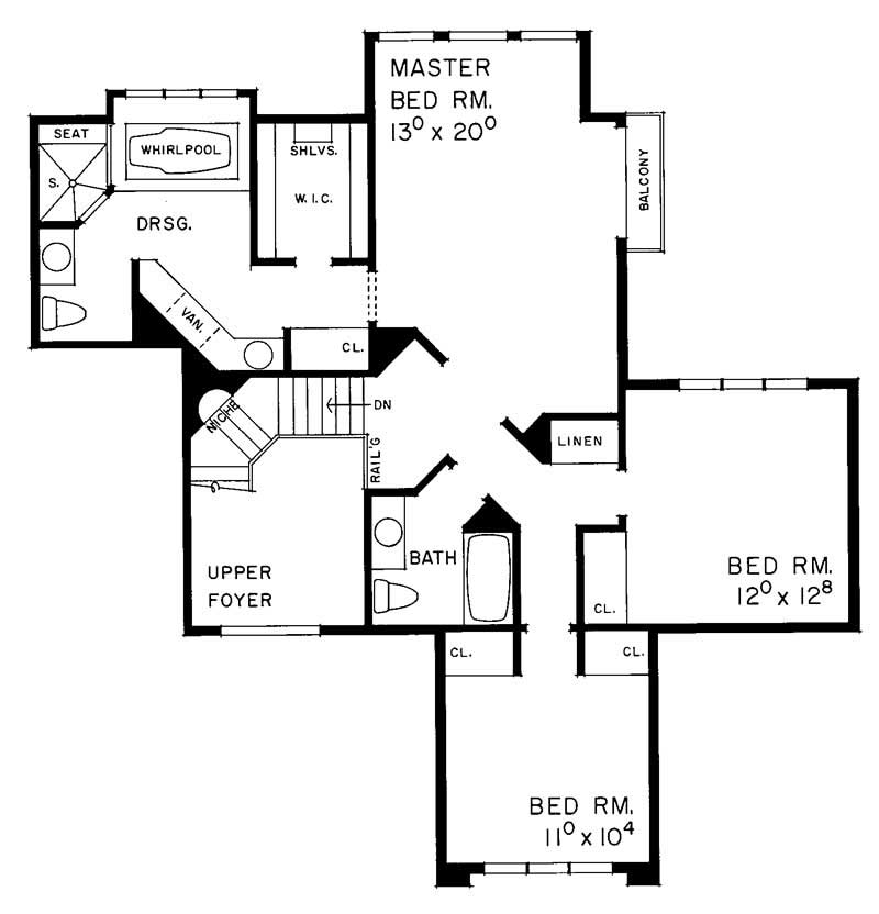 Floor Plan Second Story of Contemporary Plan #137-1397